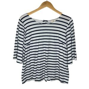Anthropologie t.la cotton navy striped boxy boatneck top size small